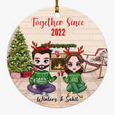 Christmas Couple Ornament - Together Since Personalized Chibi Couple Ornaments Christmas Gift
